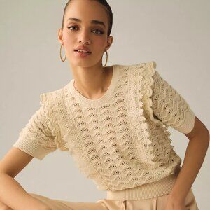 Kachel Shimmer Crochet Sweater Tee Anthropologie New Size XL NWT